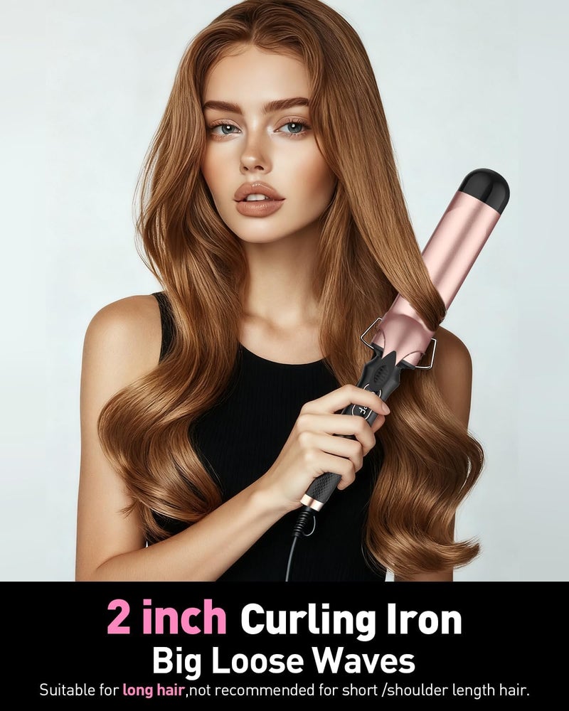 Yeegor 2 inch Extra Large Curling Iron,Long Barrel Culing Wannd,100-240V Dual Voltage Hair Curler for Big Wave Curls,12 Temps - Image 2